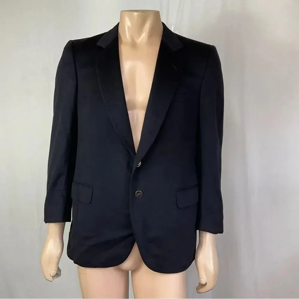 Franco B. Cashmere Twee CollarTwo Burtons Blazer Jacket Sport Coat Black 52